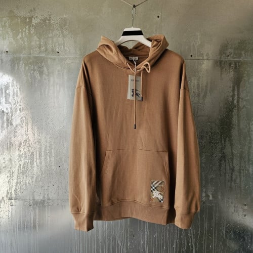 체크 라벨 코튼 후디
