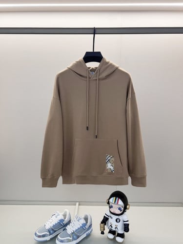 체크 라벨 코튼 후디