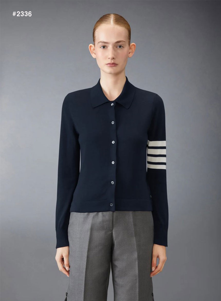 🍀 [THOM BROWNE] 톰브라운 밀라노 4바 카라 니트 가디건 🍀