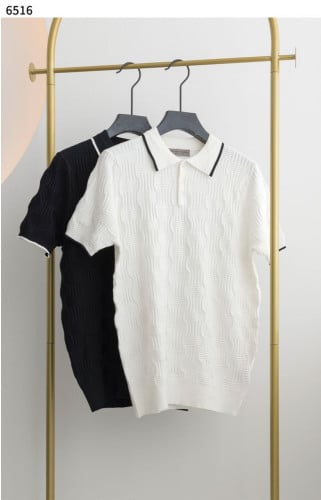 #보테가베네타 [BOTTEGA VENETA] 엠보 패턴 배색 카라티 신상입고💢 #상의 #니트 #6516