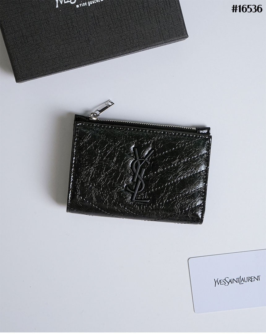 🔆 [SAINT LAURENT] 생로랑 프라그망 빈티지 레더 지퍼 카드 케이스 🔆