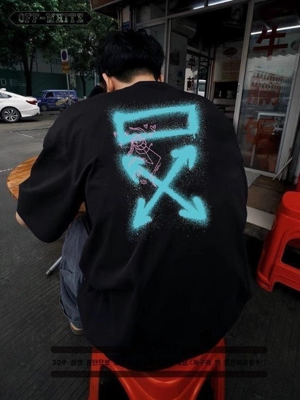 💕 오* 말광량이 형광 패턴 디자인 반팔 티셔츠