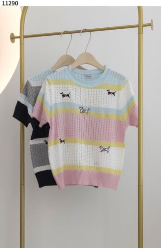 #톰브라운 [Thom Browne] 톰브라운 도그 배색 라운드 여성 니트 신상입고💢 #상의 #니트 #11290