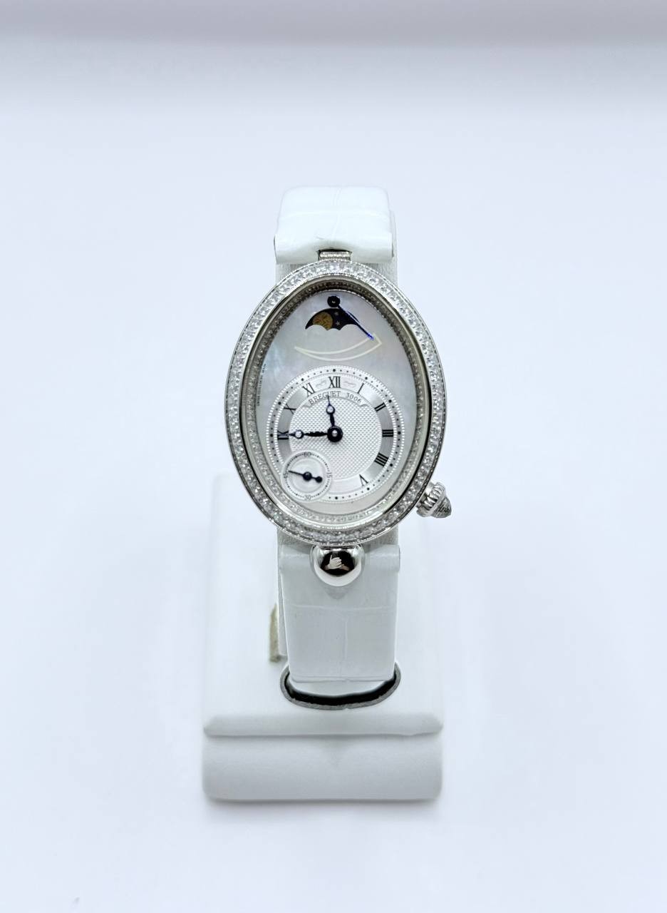 브레게 화이트골드 다이아베젤 문페이즈 레인 드 네이플