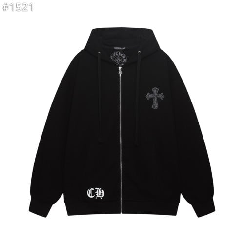 #크롬하츠 대거 포인트 레더 크로스 후드 집업 자켓