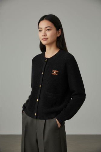 💕 셀** 패치 라운드 부클 니트가디건 ➡️수입최고급