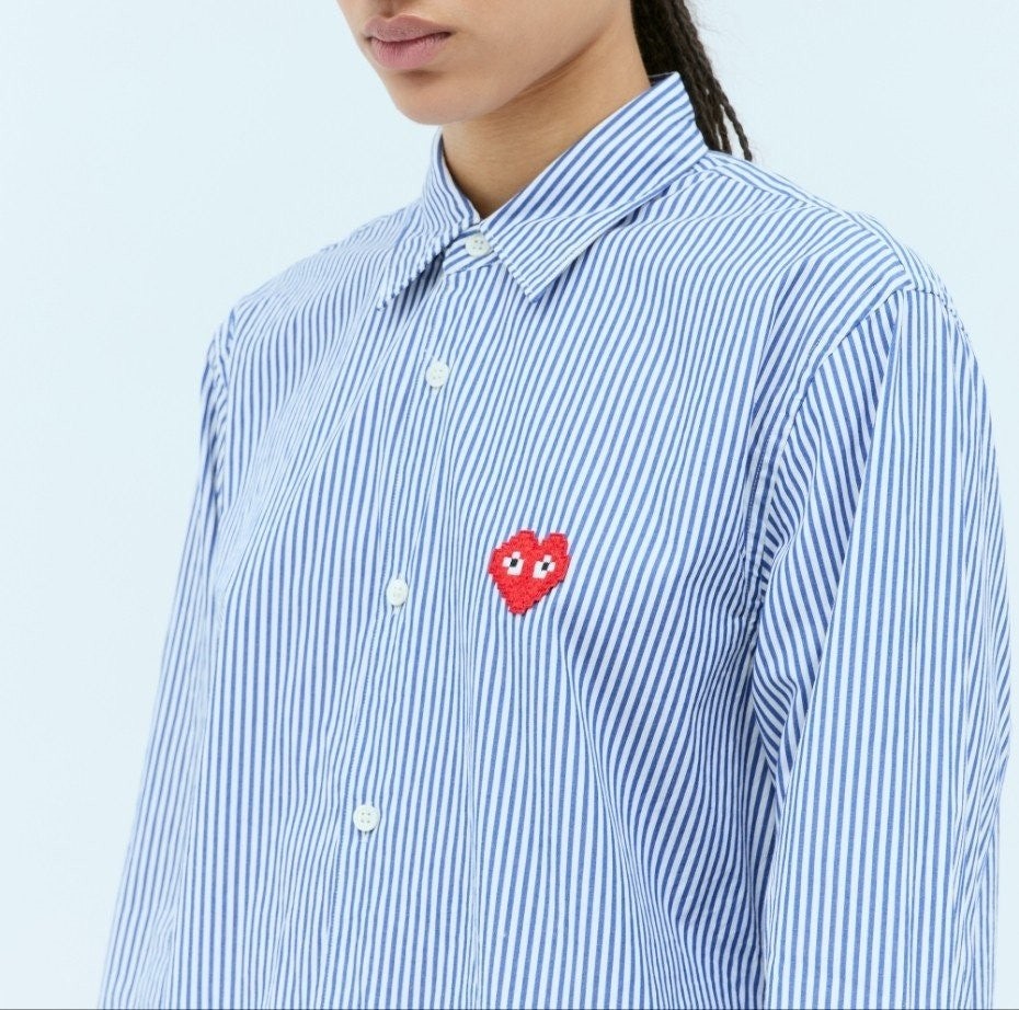 💕 꼼* 픽셀 스트라이프 셔츠(레드와펜)➡️수입풀