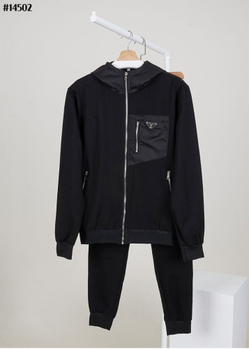 🔆 [PRADA] 프라다 남성 테크니컬 리나일론 코튼 후드자켓 & 코튼 밴딩 조거 팬츠 셋 🔆