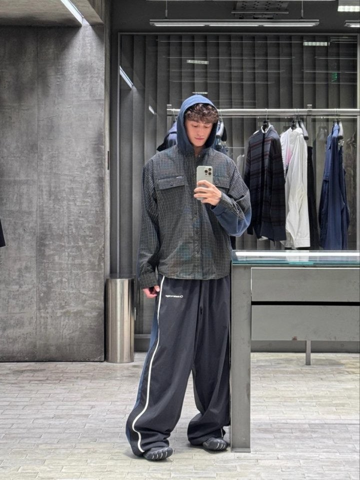 💕 발**** 25 하이브리드 체크 포켓 후드 셔츠 - 수입