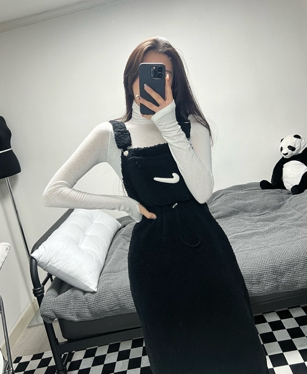 💕 나** 멜빵양털 원피스