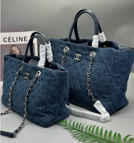 💕 샤* 데님 퀄팅 체인 토트백