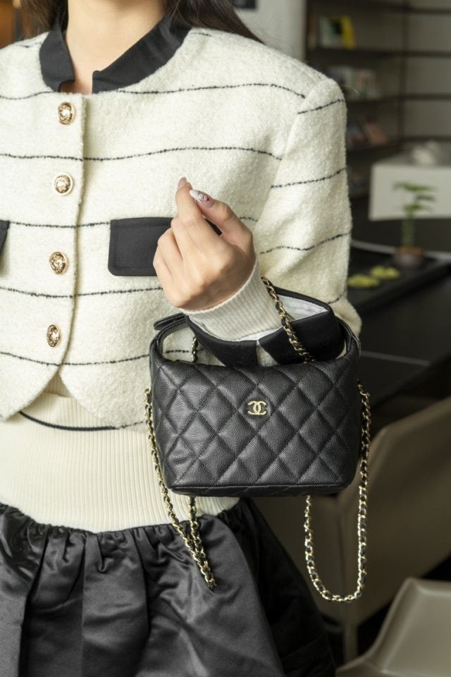 💕 샤* 고급 25 크루즈 캐비어 체인 호보백 블랙 스몰