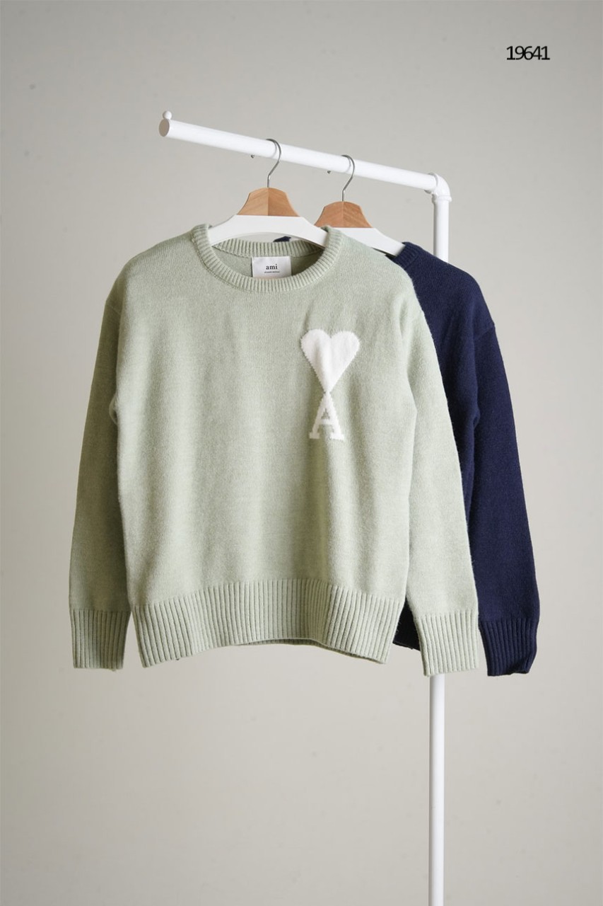 🔆 [AMI] 아미 남성 빅 A하트 로고 크루넥 니트🔆
