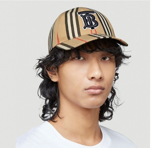 💕 버** 모노그램 모티프 아이콘 스트라이프 코튼 베이스볼 캡