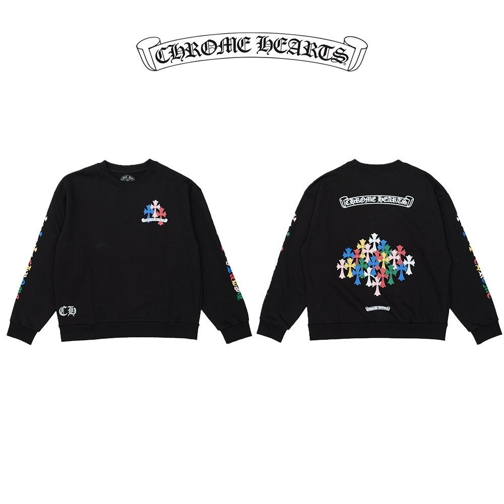 💕 크* 멀티컬러 크로스 맨투맨(블랙)