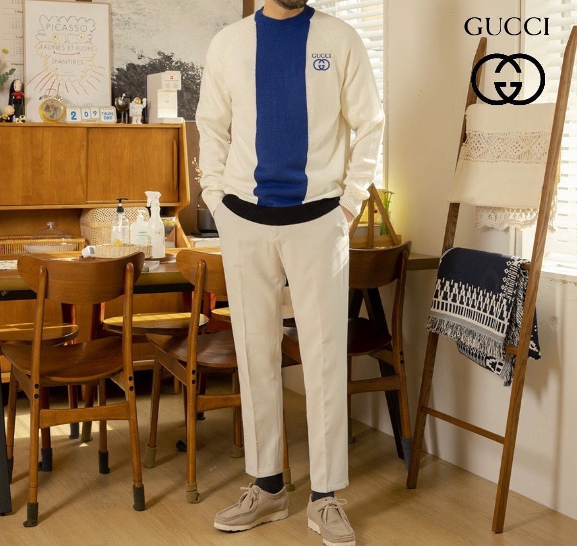 💕 구* 자수로고 인타배색 라운드 니트