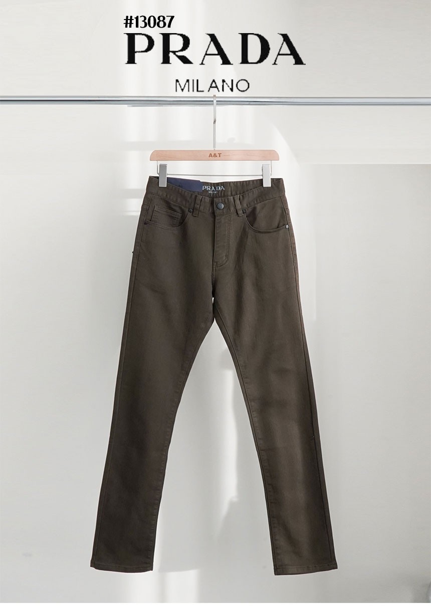 🔆 [PRADA] 프라다 남성 포켓 삼각 자수 로고 코튼 슬림핏 팬츠 🔆