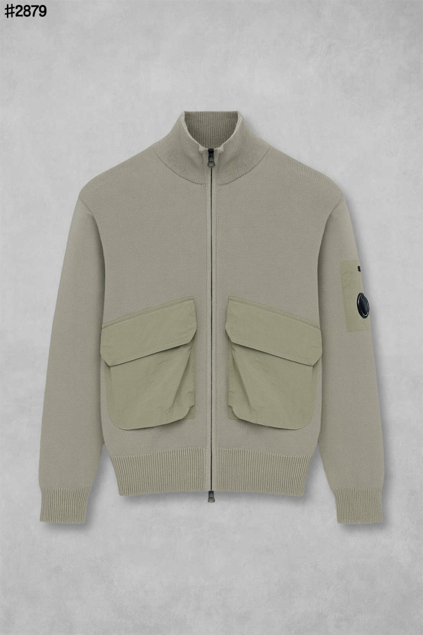 🍀 [C.P COMPANY] 씨피컴퍼니 씨피컴퍼니 코튼 믹스드 봄버 니트 풀집업 자켓 🍀