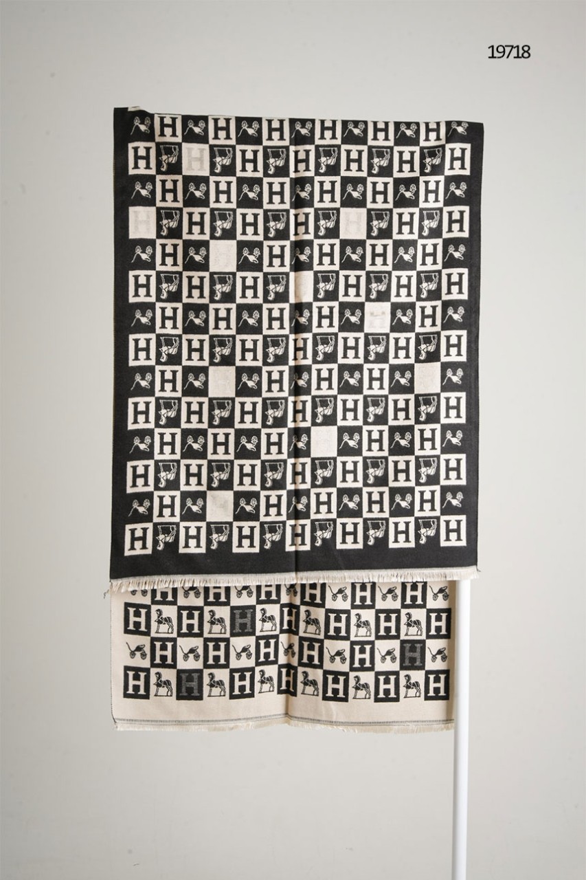 🔆 [HERMES] 에르메스 남여공용 H로고 패턴 울 머플러 🔆