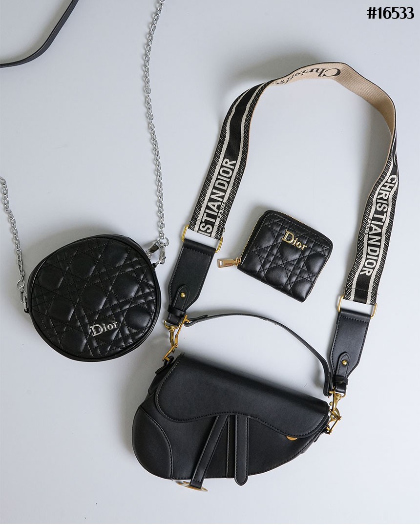 🔆 [DIOR] 크리스찬 디올 Saddle 새들 스트랩 백 & Caro 카로 까나쥬 라운드 체인 클러치 백 & Caro 카로 까나쥬 라벤더 반지갑 셋 🔆