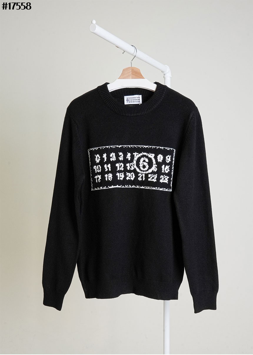 🔆 [Maison Margiela] 메종마르지엘라 MM6 넘버링 자카드 울 니트 풀오버 🔆