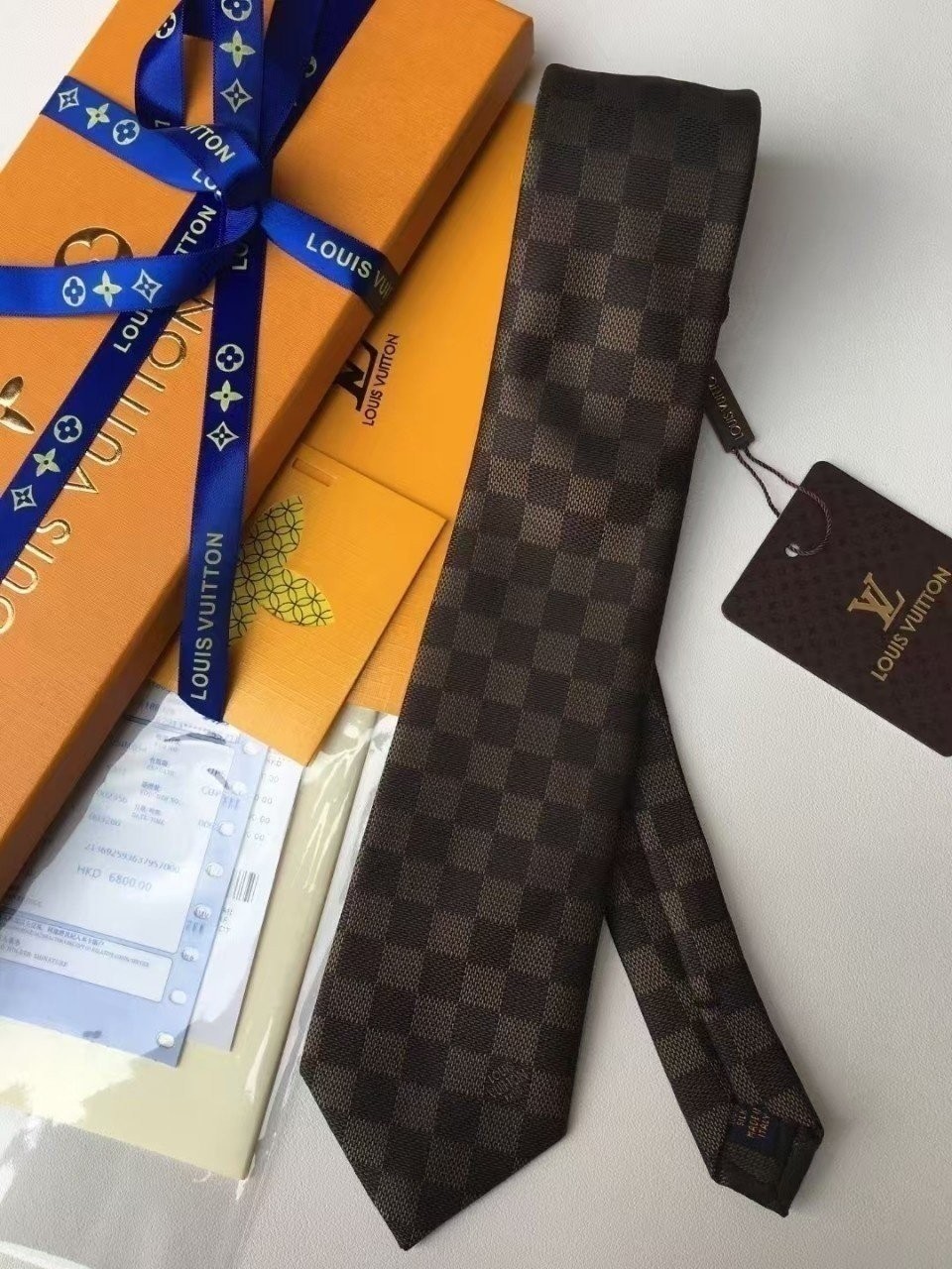 루이비*  다미에 실크 넥타이