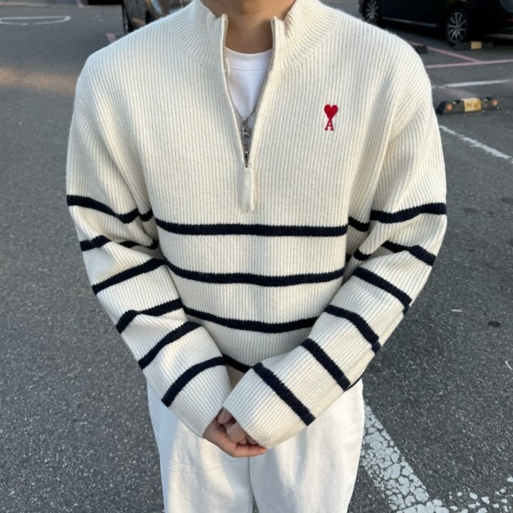 AM 하찌 반집업 단가라 니트