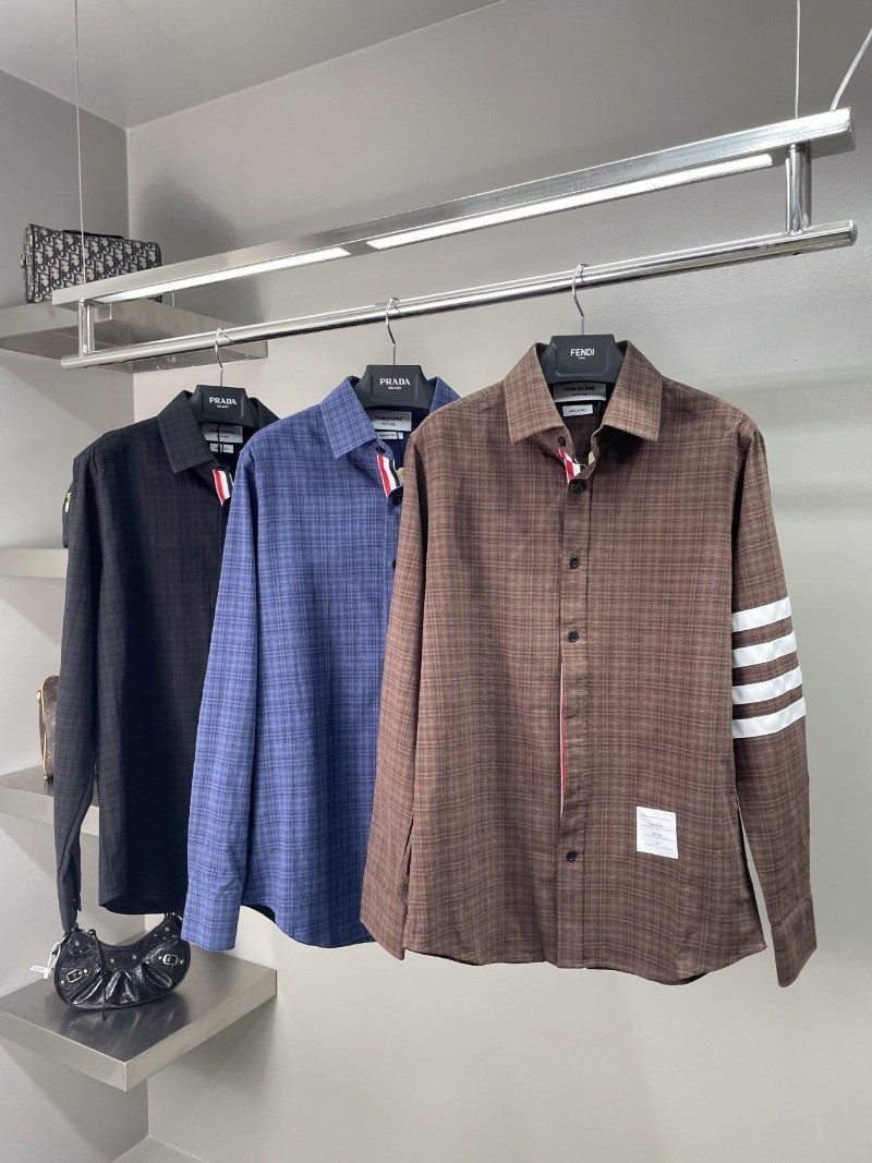 TB 체크 사선 셔츠