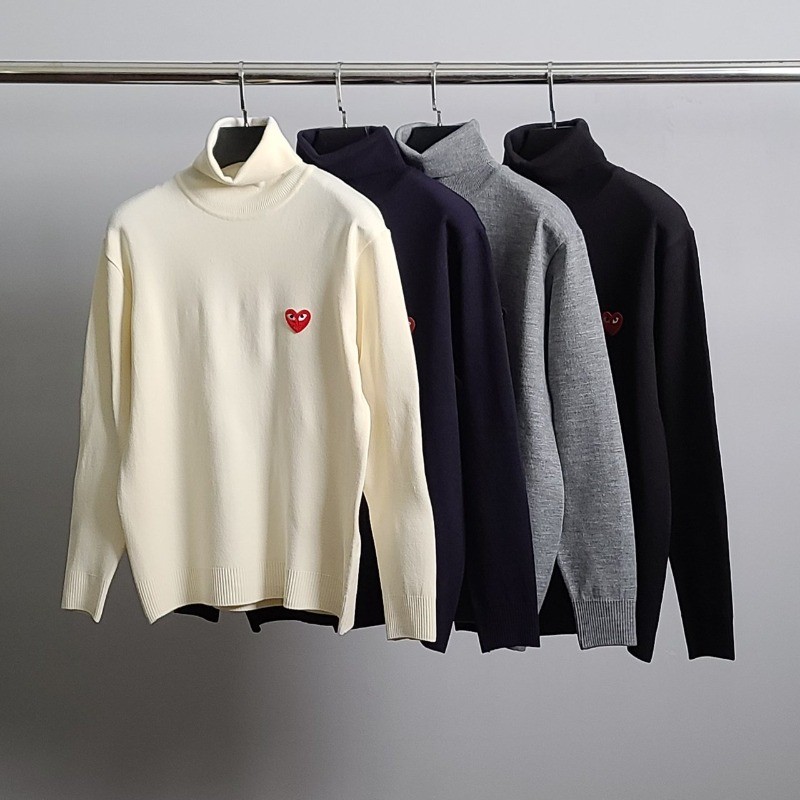 CDG 레드와펜 터틀넥 니트