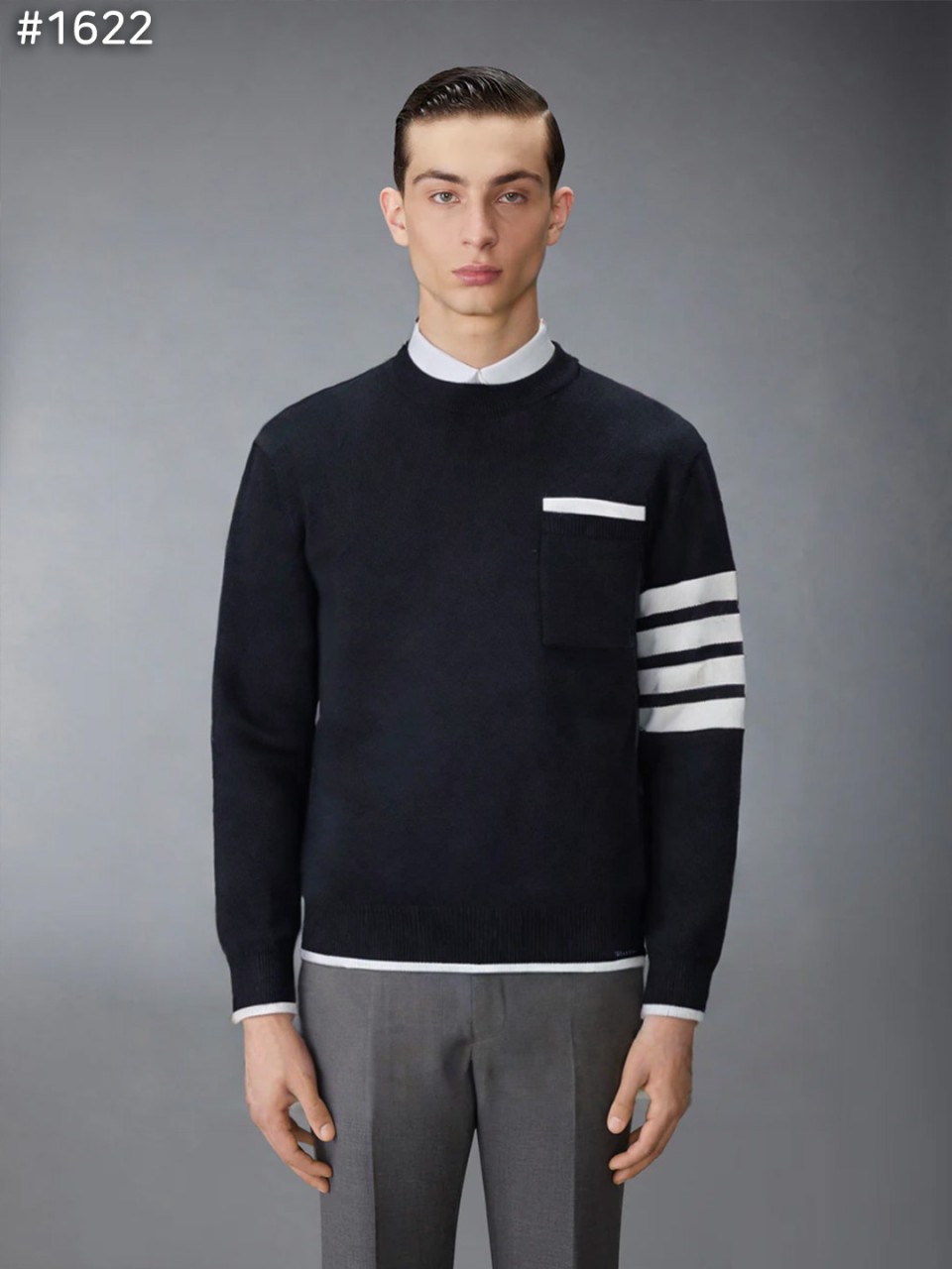 #톰브라운 밀라노 스티치 티핑 크루넥 니트 스웨터