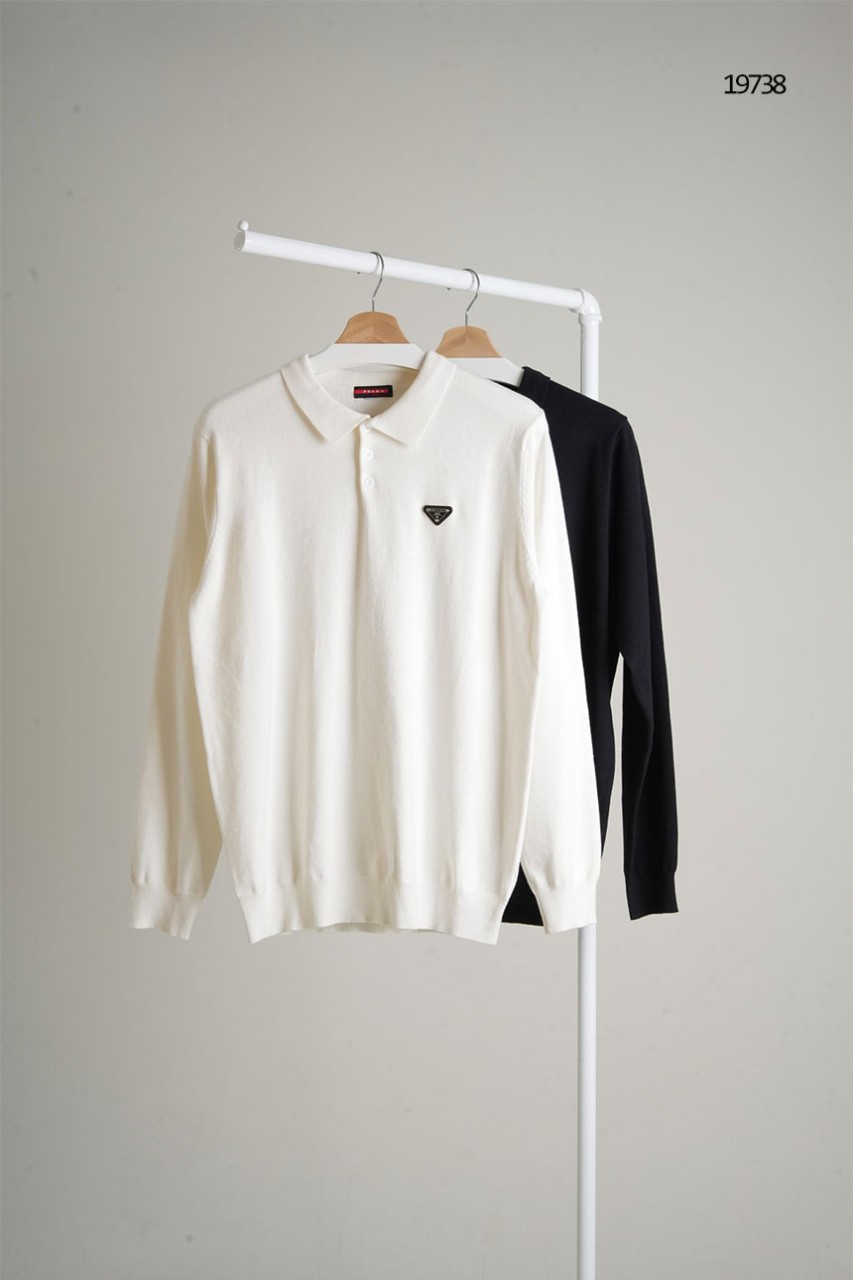 🔆 [PRADA] 프라다 삼각로고 니트 카라티셔츠 🔆