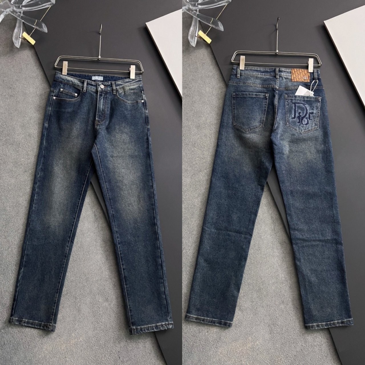 💕 디* 로고 포켓 포인트 워싱스판 데님진➡️수입최고급