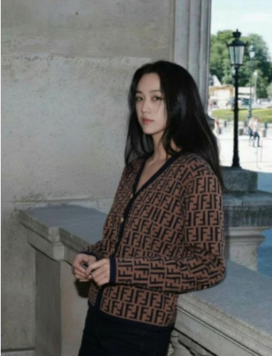 💕 펜* FF로고 자가드 가디건 ➡️수입풀(여성)