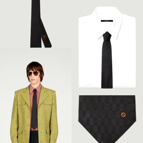 💕 구* 기하학적 실크 자카드 넥타이