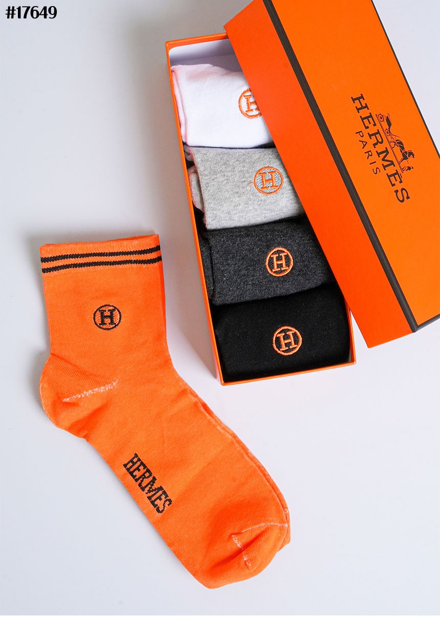 🔆 [HERMES] 에르메스 H 자수 로고 코튼 앵클 삭스 5PCS 셋 🔆