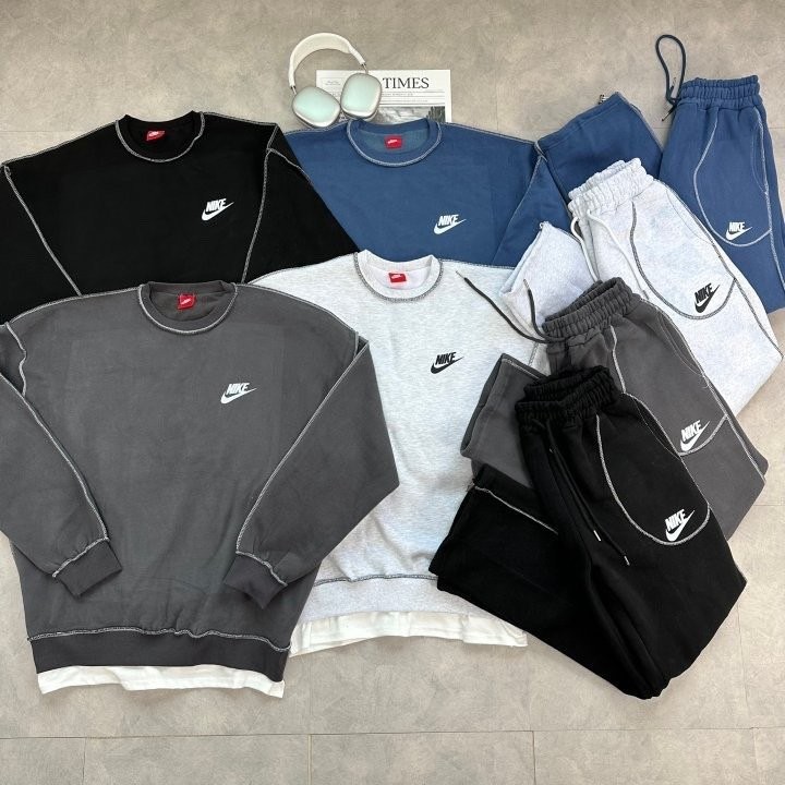 NK 양기모 스티치 레이어드 맨투맨셋업