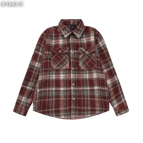 #크롬하츠 레더 크로스 플란넬 체크 셔츠