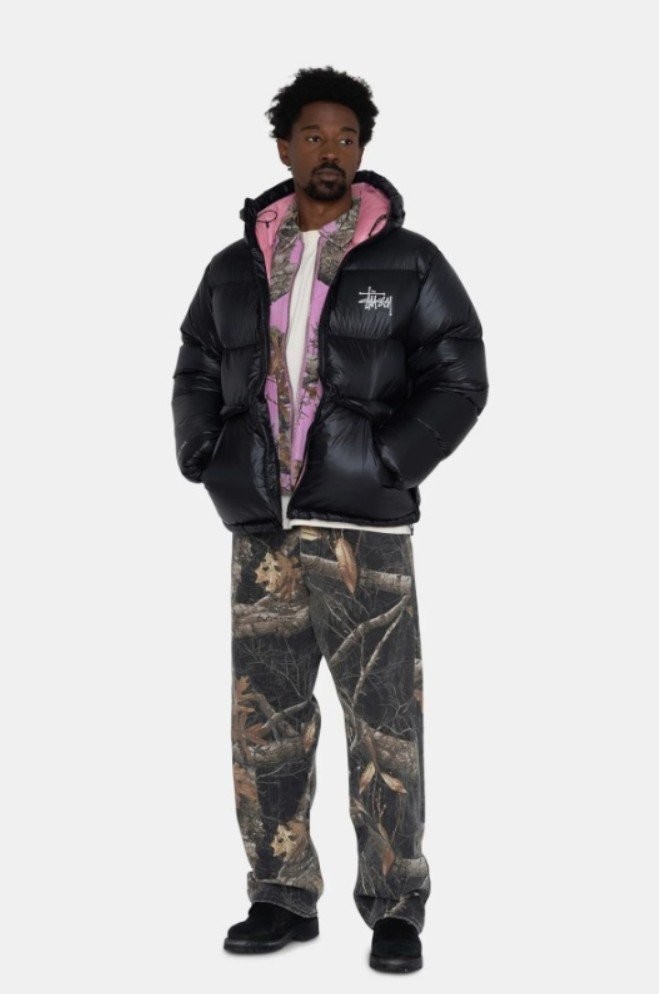 #스투시 마이크로 립스탑 다운 파카 핑크