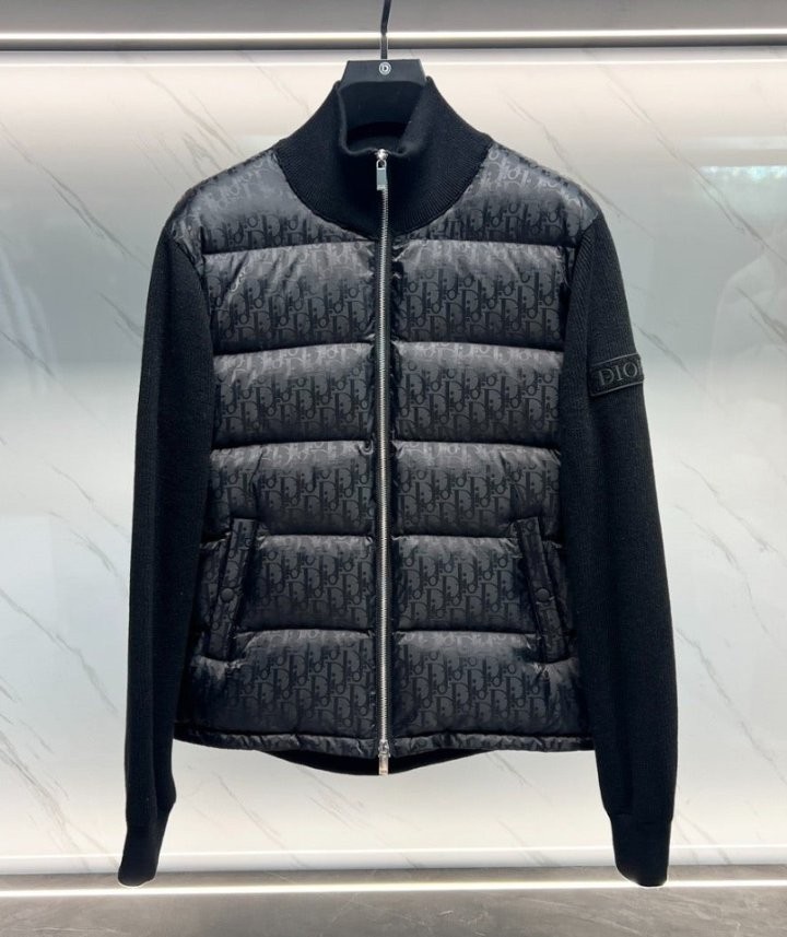 #디올 오블리크 자카드 패딩 집업 울 가디건