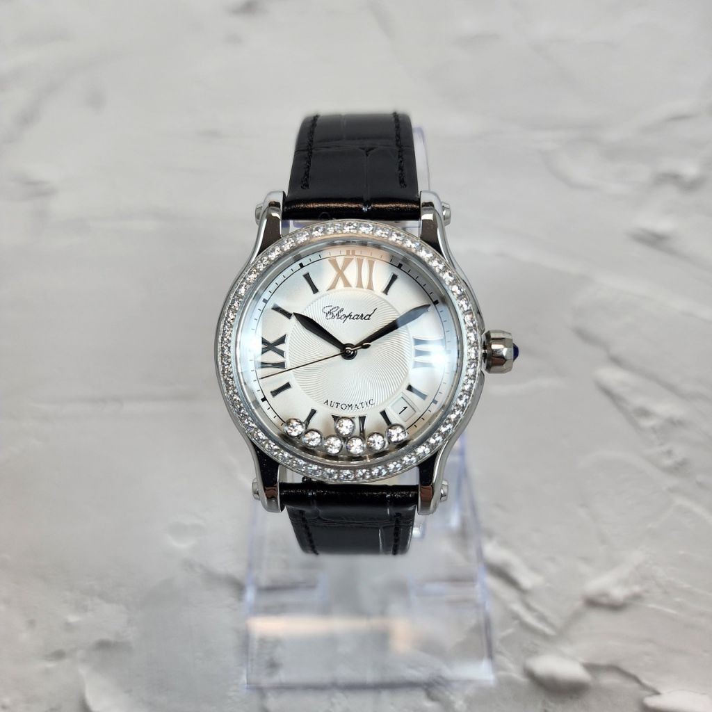 쇼파드 해피 스포츠 화이트 다이얼 다이아 시계