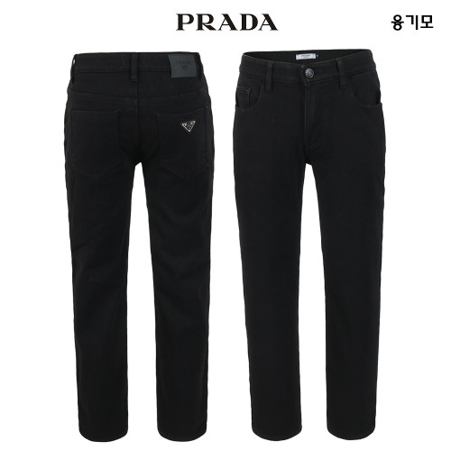 프라다 융기모 블랙진 히든밴딩 슬림 팬츠