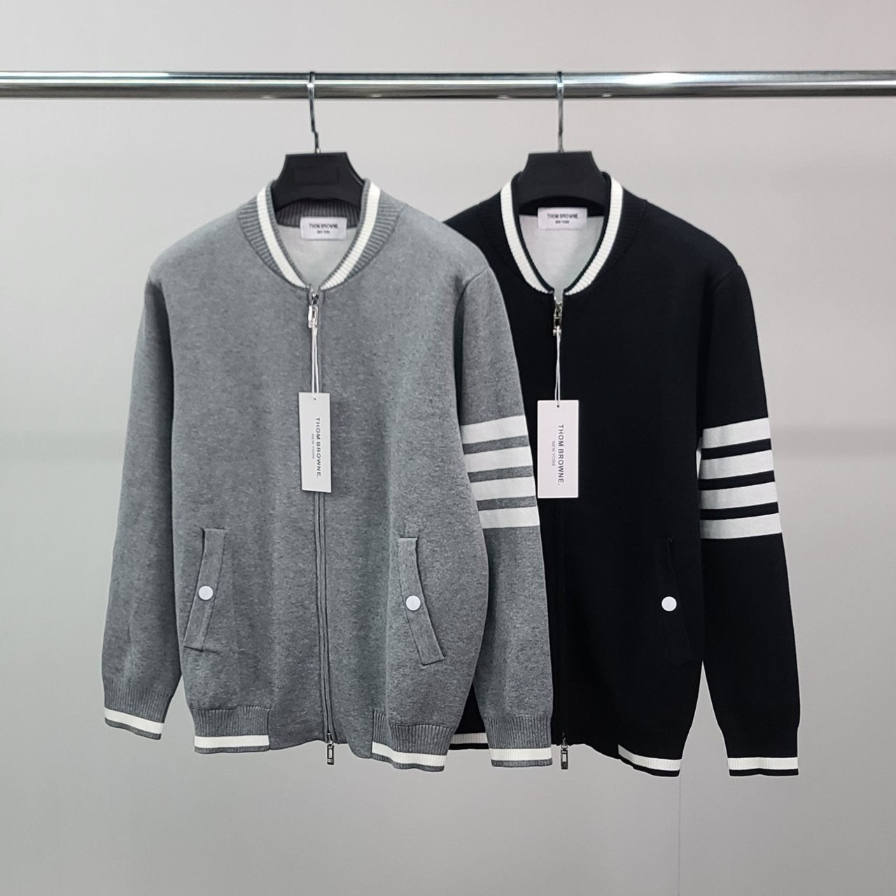 💕 톰* 사선완장 클래식 니트 집업 자켓