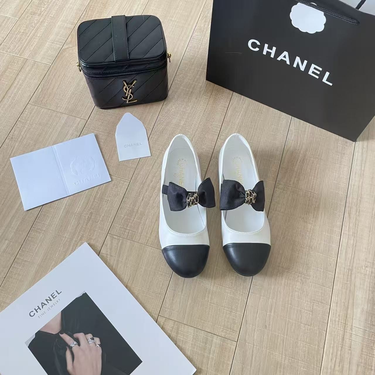 💕 샤* cc 리본 메리제인 플랫슈즈 화이트/블랙