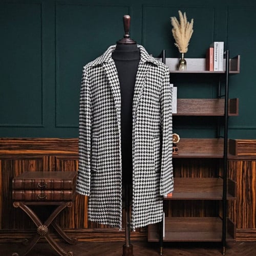 TB 하운드투스 체크 울 코트