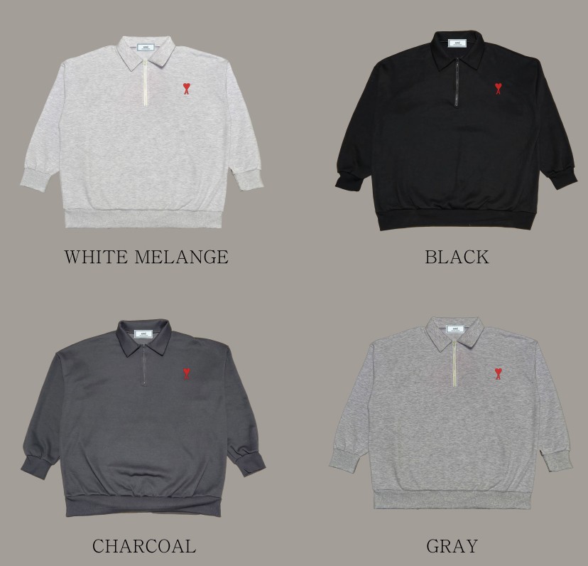 AM 기모 카라 반집업 맨투맨