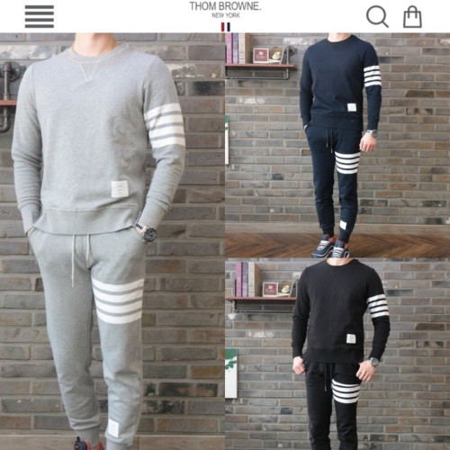 TB 사선완장 시그니쳐 코튼 맨투맨 & 스웻팬츠 세트