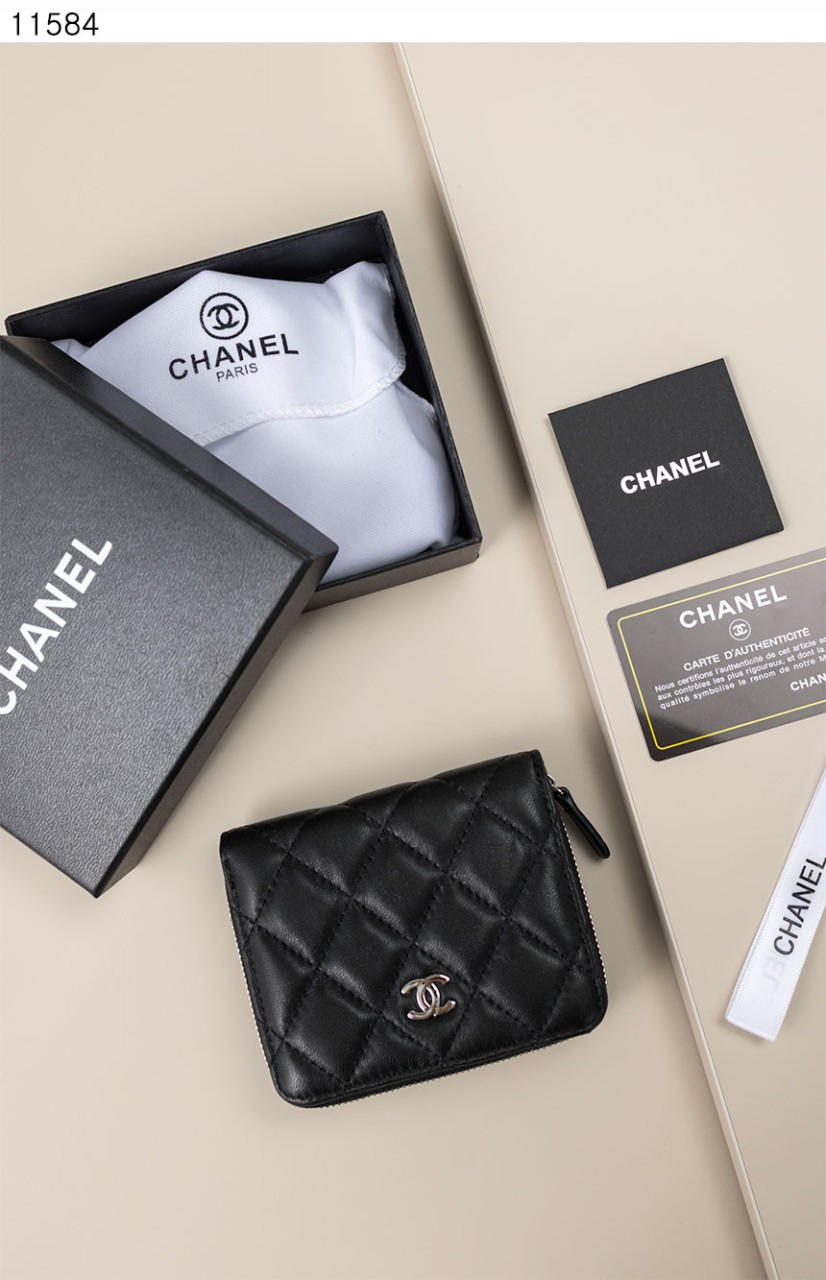 #샤넬 [Chanel] 수입프리미엄급 샤넬 은장 로고 똑딱이 지퍼 카드 반지갑 신상 입고💢 #태그 #지갑 #11584