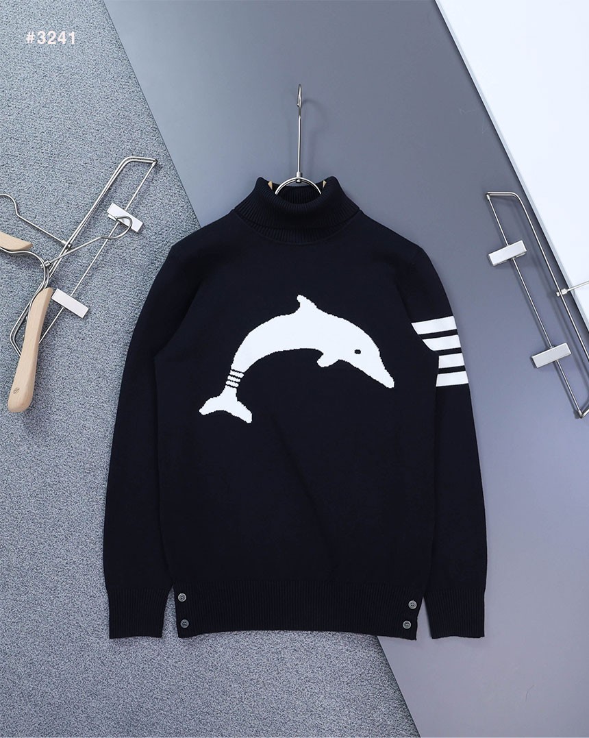 🍀 [THOM BROWNE] 톰브라운 밀라노 사선 4바 폴라넥 스웨터 🍀