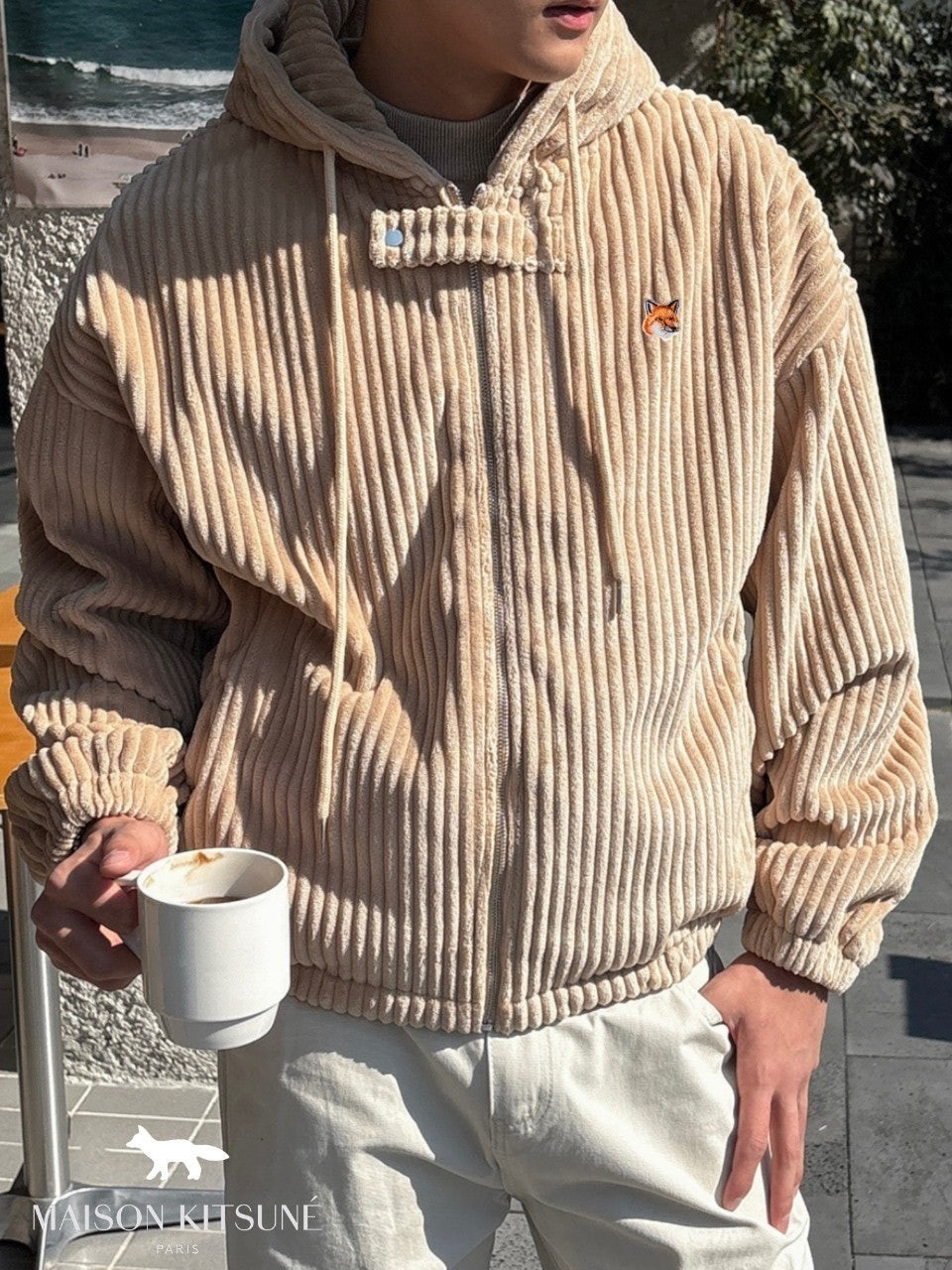 💕 메* 키츠네 코듀로이 후드 숏 점퍼