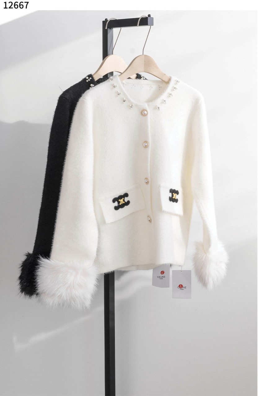 #셀린느 [CELINE] 트리옹프 로고 퍼 니트 자켓 신상입고💢 #상의 #니트 #12667